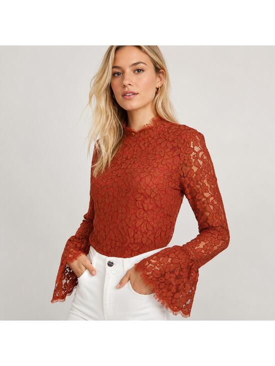 REVOLVE Tops - NWT Endless Rose Cut Back Detail Lace Bodysuit Rust Size Large